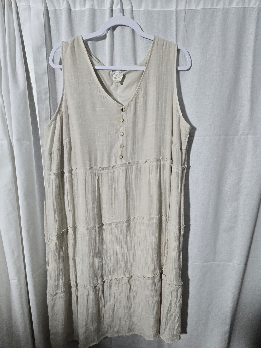 Sleeveless V‑Neck Tiered Maxi Dress in Cream